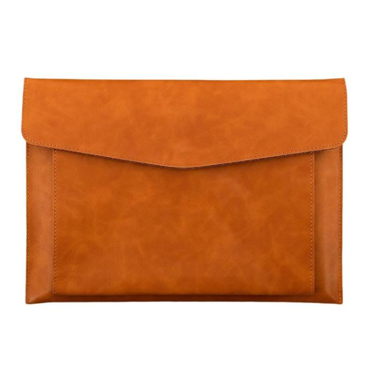 A4-Dokumententasche aus doppellagigem PU, 14-Zoll-Laptop, Aktentasche, Aktenorganizer, Halter für Büro- und Schulbedarf (braun)