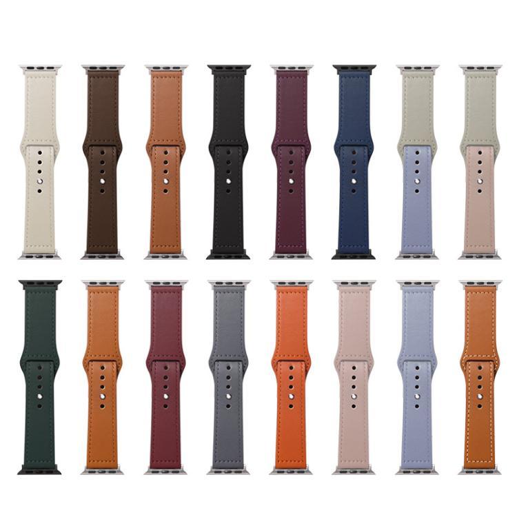 22 mm xDfind Uhrenarmband aus echtem Leder mit Nietenschnalle (Beige)