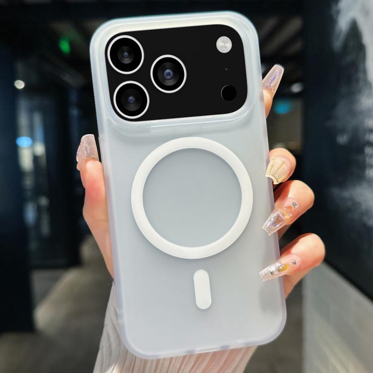 Für iPhone 17 Pro Max Transparente TPU Hybrid PC Magsafe Handyhülle (Weiß)