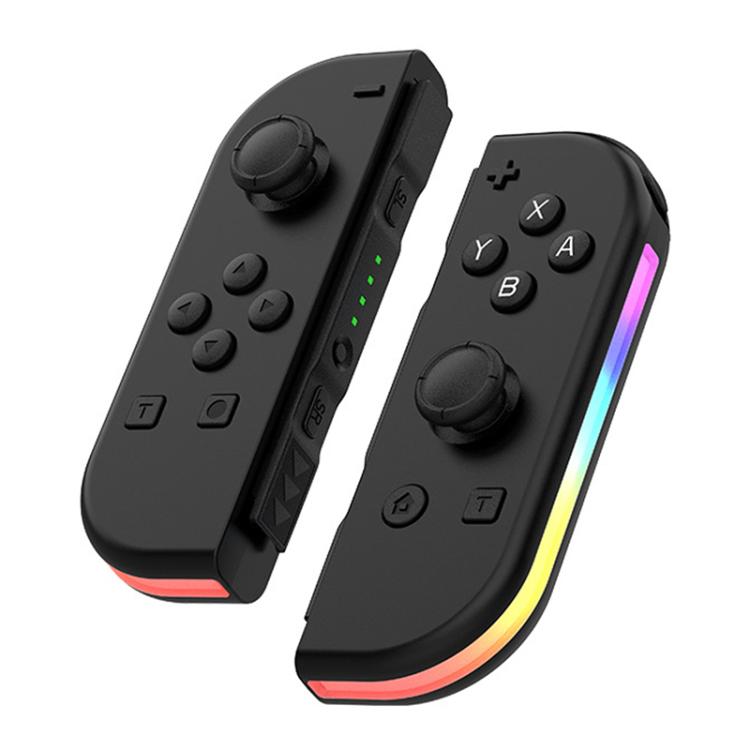 JOY-02 Gaming-Griff für links und rechts mit RGB-Lichtern, Bluetooth-Gamepad mit Körpergefühl für Switch/Switch OLED/Switch Pro/Switch Lite/Switch Joycon (Schwarz)