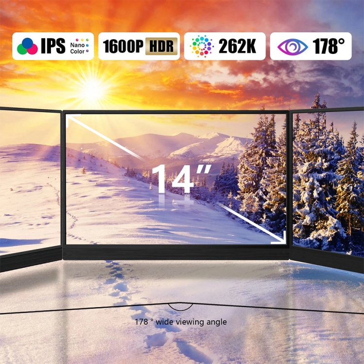 Tragbarer 14-Zoll-HDR-2560x1600P-IPS-Bildschirm (US-Stecker)