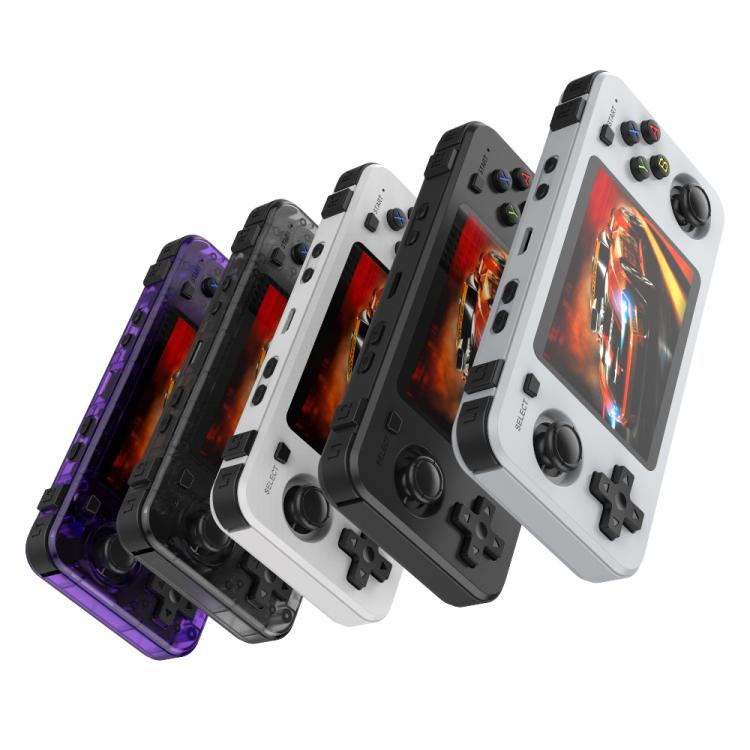 R36H 3,5-Zoll-IPS-Bildschirm Open Source Handheld-Spielekonsole Tragbare Retro-Taschenkonsole, Farbe: 64G Transparent Lila